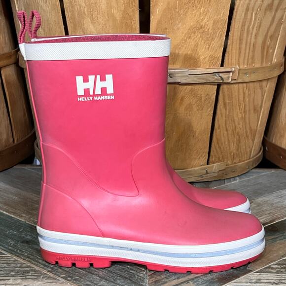 Helly Hansen JK Midsund Red White Rubber Waterproof Rain Boot Little Kid Size 13 - Picture 1 of 11